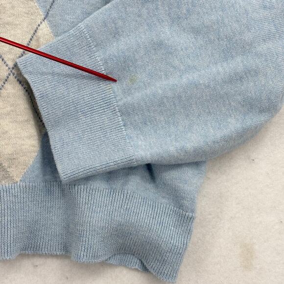 Tasso Elba Quarter Zip Sweater Mens Size L Blue Gray Argyle Cotton Long Sleeve - Picture 8 of 11